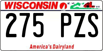 WI license plate 275PZS