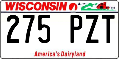 WI license plate 275PZT