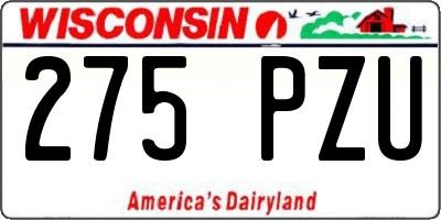 WI license plate 275PZU