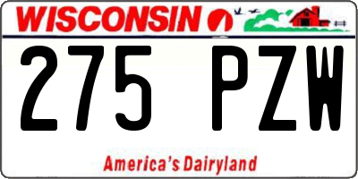 WI license plate 275PZW