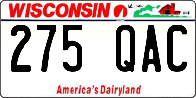 WI license plate 275QAC