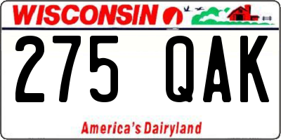 WI license plate 275QAK