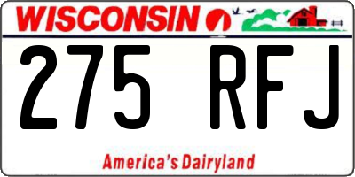 WI license plate 275RFJ