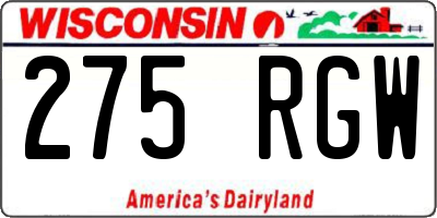 WI license plate 275RGW