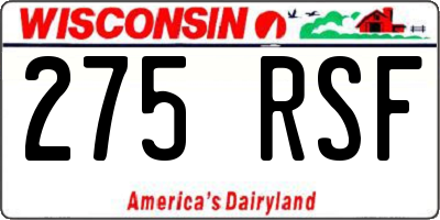 WI license plate 275RSF