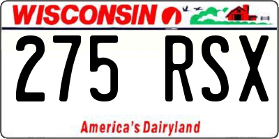 WI license plate 275RSX