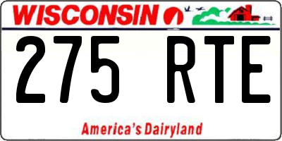 WI license plate 275RTE