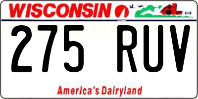 WI license plate 275RUV