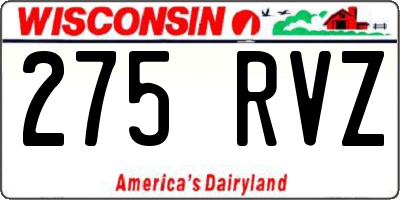 WI license plate 275RVZ
