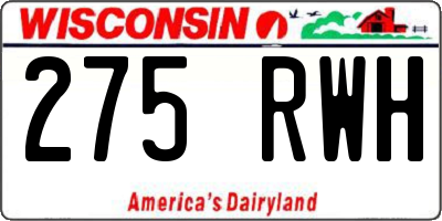 WI license plate 275RWH