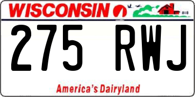 WI license plate 275RWJ