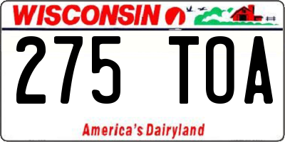 WI license plate 275TOA