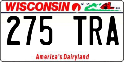 WI license plate 275TRA