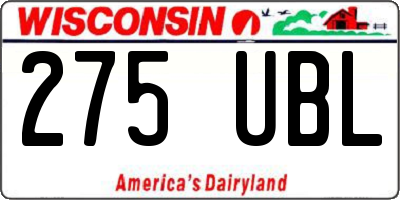 WI license plate 275UBL