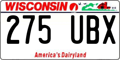 WI license plate 275UBX