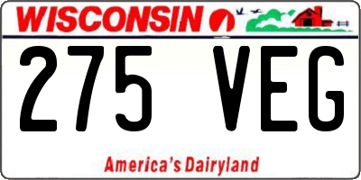 WI license plate 275VEG