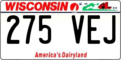 WI license plate 275VEJ