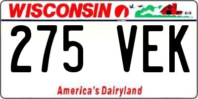 WI license plate 275VEK