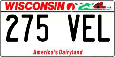 WI license plate 275VEL
