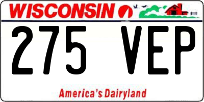 WI license plate 275VEP