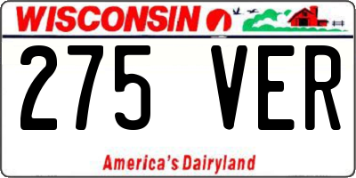 WI license plate 275VER
