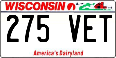 WI license plate 275VET