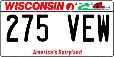 WI license plate 275VEW