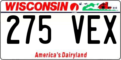 WI license plate 275VEX