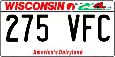 WI license plate 275VFC