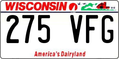 WI license plate 275VFG