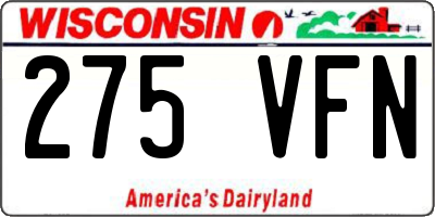 WI license plate 275VFN