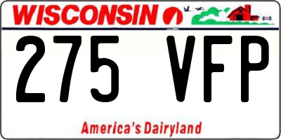 WI license plate 275VFP