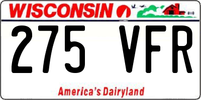 WI license plate 275VFR