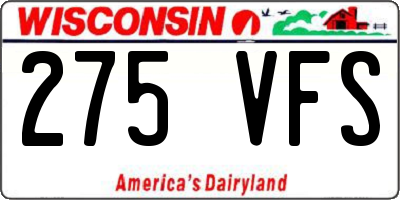WI license plate 275VFS