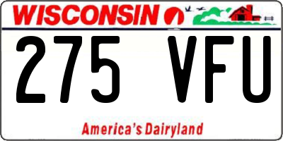 WI license plate 275VFU
