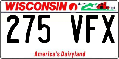WI license plate 275VFX