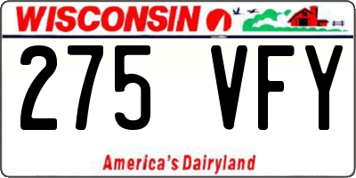 WI license plate 275VFY