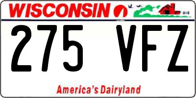 WI license plate 275VFZ