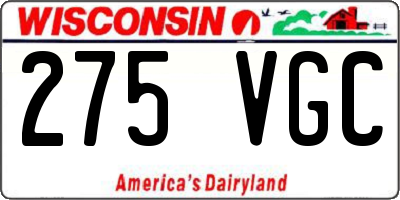 WI license plate 275VGC