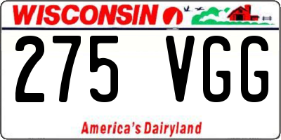 WI license plate 275VGG