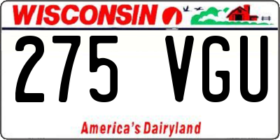WI license plate 275VGU