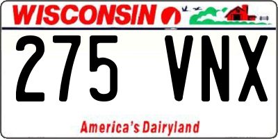 WI license plate 275VNX