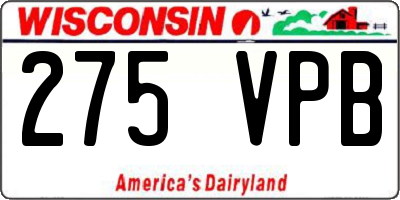 WI license plate 275VPB