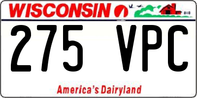 WI license plate 275VPC