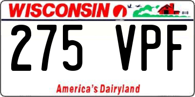 WI license plate 275VPF
