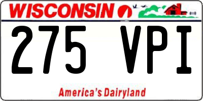 WI license plate 275VPI