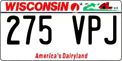 WI license plate 275VPJ