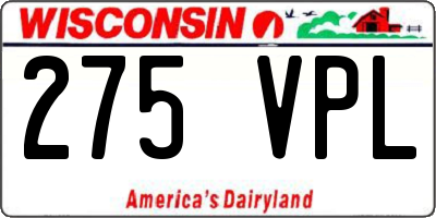 WI license plate 275VPL