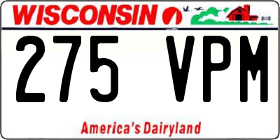 WI license plate 275VPM