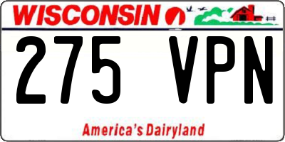 WI license plate 275VPN